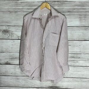 Kiton Red & White Stripped Luxury Button Down Dress Shirt 16 / 41